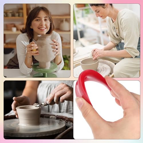 4 PCS Pottery Rib Tools Silicone Ribs Pottery Trimming Tools Soft Silicone Sculpting Tool Multi Styles Wheel Rib Tool for DIY Pottery-Shapes (Classic Style)