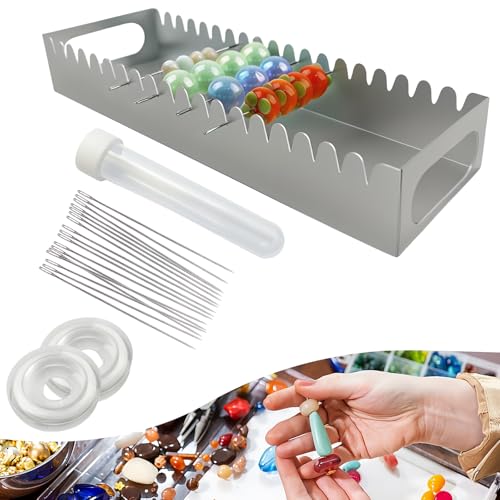 Uiyofok Bead Baking Rack,Polymer Clay Tools for Bead Maker,Drying Rack for Polymer Clay Jewelry Making Supplies(with 20 Pins & 2 Roll of Elastic Strings)