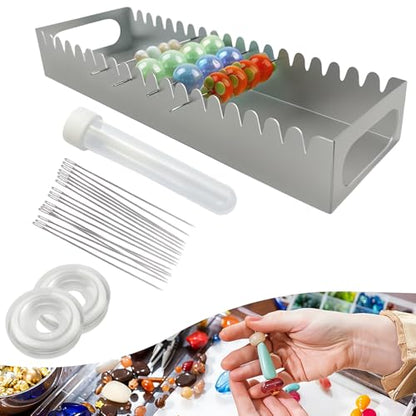 Uiyofok Bead Baking Rack,Polymer Clay Tools for Bead Maker,Drying Rack for Polymer Clay Jewelry Making Supplies(with 20 Pins & 2 Roll of Elastic Strings)