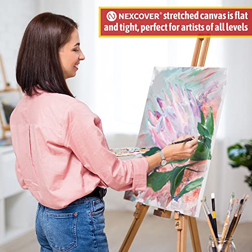 NEXCOVER Stretched Canvas - 8 Pack 11x14 Inch, 5/8" Profile Thick Pinewood Frame, Blank White Painting Canvas for Acrylic Oil Tempera Gouache Paint, for Beginners Kids Students Artists DIY Craft/Decor - size: 11"x14"-8Pack