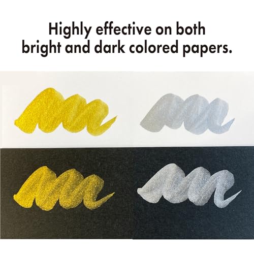 Kuretake Fude Brush Pen Compact CHUJI, Gold & Silver Ink, Medium tip marker, for Calligraphy, Manga, Drawing, Professional, Artist, Made in Japan - style: Medium(set)