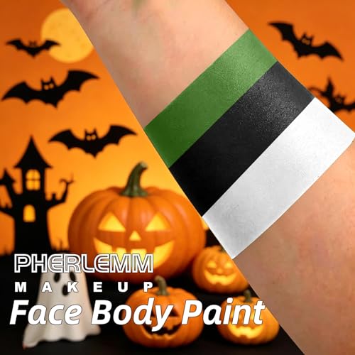 Black White Green Face Paint Sticks Waterproof Eye Black Smooth Smudge-proof Body Paint High Pigment for Sports Event Halloween SFX Makeup Forest Creature Goblin and Nature Themed Looks - color: Black White Green