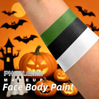 Black White Green Face Paint Sticks Waterproof Eye Black Smooth Smudge-proof Body Paint High Pigment for Sports Event Halloween SFX Makeup Forest Creature Goblin and Nature Themed Looks - color: Black White Green
