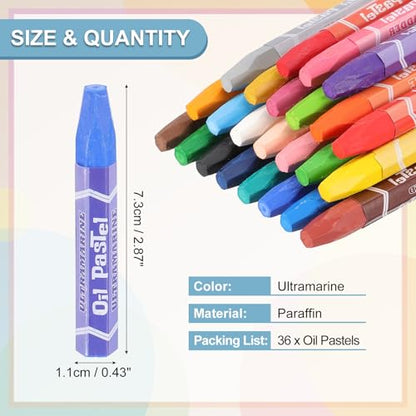 PATIKIL Ultramarine Oil Pastels, 36Pcs Soft Oil Crayons Pastels Stick Vibrant and Creamy Art Supplies Bulk for Artists Beginners Art Painting Drawing Blending Graffiti Gallery - color: Ultramarine