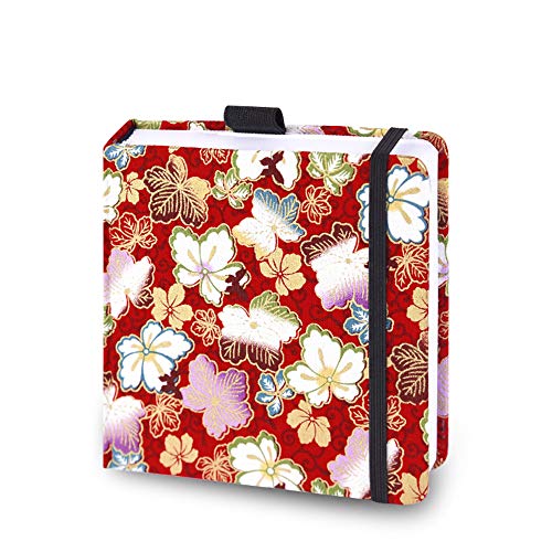 Mifuner Square 5.1x 5.1 165gsm Colored pencil paint Journal Hardbound 128pgs（64 Sheets Front Back Cold Pressed） Travel for Calligrapher Colored Pencil Sketch Doodles Handmade Cloth Cover leaf red - color: s-leaf red