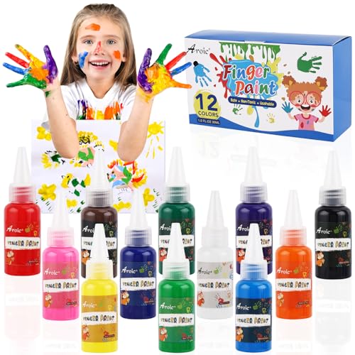 12 Color Washable Finger Paint set, Non Toxic Finger Paints Set with Gift Box for Kids Early Learning, Art Painting Supplies for Boys Girls Gifts, Hand Painting DIY Crafts - color: 12 colors(1.05oz)