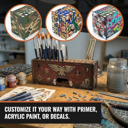 PROSCALE Tool & Brush Organizer for Miniatures & Modeling, Versatile Tabletop or Wall Holder with Multi-Size Holes for Hobby Tools, Files and Accessories