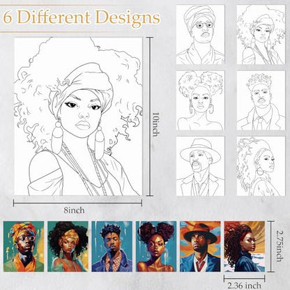 Dinifee 6 Pack Pre Drawn Canvas for Painting Pre Printed Canvas Kit 8 x 10 Inch Stretched Cotton Paint and Sip Set for Adults Couple Party Graduation Summer Date Night(Lover) - style: Lover