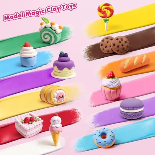 Air Dry Clay Kit for Kids, 12 Crafts Modeling Clay Model Magic, Clay Kits with Sculpting Tools & Tutorials, Safe & Non-Stick DIY Art Crafts, Toys Gift for Ages 3-12 Boys & Girls - color: Clay Kit