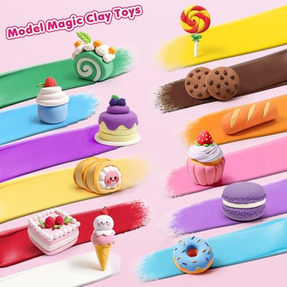 Air Dry Clay Kit for Kids, 12 Crafts Modeling Clay Model Magic, Clay Kits with Sculpting Tools & Tutorials, Safe & Non-Stick DIY Art Crafts, Toys Gift for Ages 3-12 Boys & Girls - color: Clay Kit