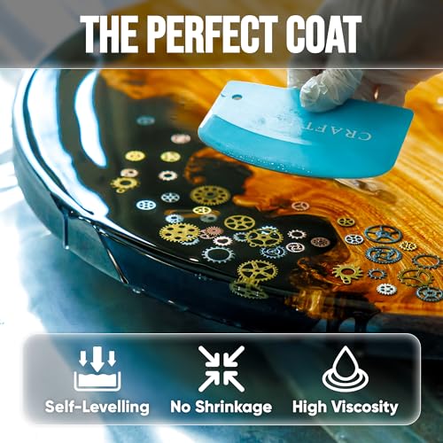 CRAFT RESIN Table Top Epoxy Resin Kit 1 Gallon – Ultra Clear, High-Gloss, UV & Scratch Resistant Finish, Bubble-Free, Self-Leveling & Food Safe. Best For Countertops, Bar Tops, Tumblers & Wood Coating - size: 1 Gallon