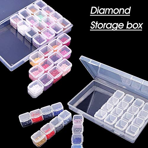 Hulameda 56pcs 5D Diamond Painting Tools, Diamond Painting Accessories with 28 Grids Diamond Embroidery Box and Diamond Painting Roller for Kids and Adult(Blue) - color: blue
