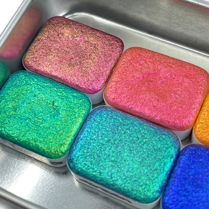 IUILE Handmade Watercolor Paints - Rainbow CS Quarter Pan Set (8 colors) - color: Rainbow CS