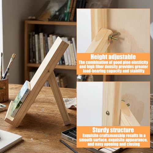 2 PCS Tabletop Easels for Painting, 11.8×8.5 Inch Art Easels for Painting | Foldable Desk Easel Portable 80 Degrees Adjustable Large Drawing Board for Canvas, Books and Artworks Storage