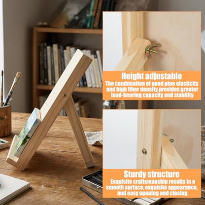 2 PCS Tabletop Easels for Painting, 11.8×8.5 Inch Art Easels for Painting | Foldable Desk Easel Portable 80 Degrees Adjustable Large Drawing Board for Canvas, Books and Artworks Storage