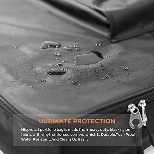 Nicpro Large Art Portfolio Bag 35 x 43 Inches Waterproof Nylon Artist Storage Case with Shoulder Strap, Storage Carrying Bag for Professional Artwork Sketch Drawing Canvas Photography Poster - size: 35 x 43 inches
