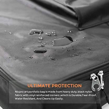 Nicpro Large Art Portfolio Bag 35 x 43 Inches Waterproof Nylon Artist Storage Case with Shoulder Strap, Storage Carrying Bag for Professional Artwork Sketch Drawing Canvas Photography Poster - size: 35 x 43 inches