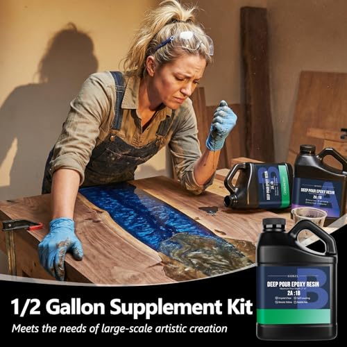 KISREL 0.5-Gallon Deep Pour Hardener—High-Transparency Part B Epoxy Resin, for Deep-Pour Resin Projects, Crystal-Clear Casting Resin for Tabletops, River Tables, and Wood Fillers - size: Only 0.5Gallon Hardener