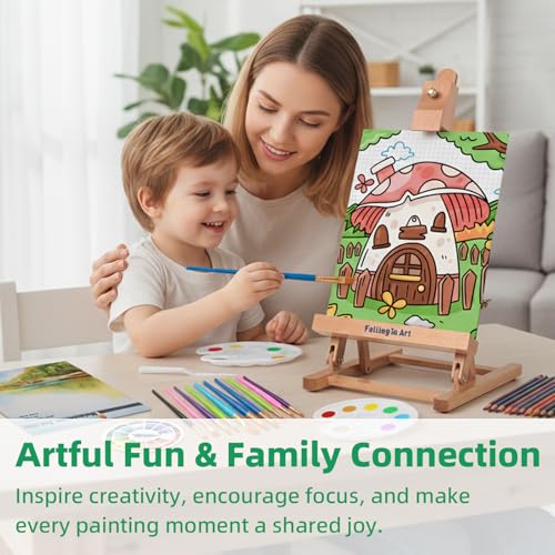 Falling in Art 52Pcs Acrylic Paint Set with Table Easel, Art Painting Kit with Acrylic Paints, Canvas Panels, Paintbrushes, Canvas Supplies Kit for Kids, Adults, Beginners, and Artists, Green - color: Green