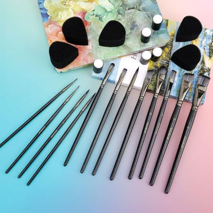 22pcs Face Painting Brushes and Sponges Set, Professional Face Paint Tools Multiuse Paintbrush Sets for Acrylic Oil Watercolor Tempera Painting Festivals Parties Body Art & DIY Crafts