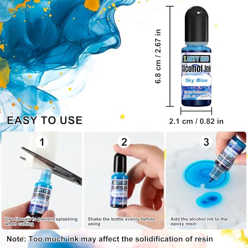 Alcohol Ink Set - 60 Bottles Concentrated Alcohol-Based Ink for Epoxy Resin Art, Tumbler Making, Fluid Painting on Glass, Ceramic & Leather, 0.34 fl oz Each