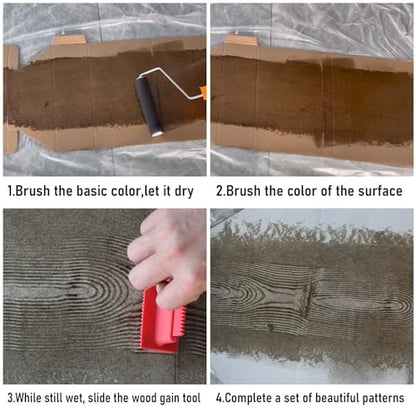 4-Pack Wood Grain Tool, Wood Graining Roller Painting Tool with Handle, Rubber Empaistic Wood Texture Painting Tool Set for DIY Wall Room Art Paint Decoration - size: 3pcs+1Roller