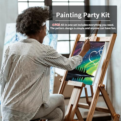 Sip and Paint Kit for Adults,Pre Drawn Canvas 4 Pack Painting Kit Party Date Night Couples Paint Art Canvas Set Valentine 8x10 in - size: 8x10, style: style 11