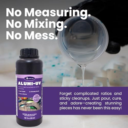 Alumilite Alumi-UV 12 Oz, Fast Curing, High Gloss, Clear UV Resin, Ideal for Crafts, Jewelry, Glossy Look Resin Forr Doming and Coating, Perfect for Fishing Lures, and Coasters - size: 12 Oz