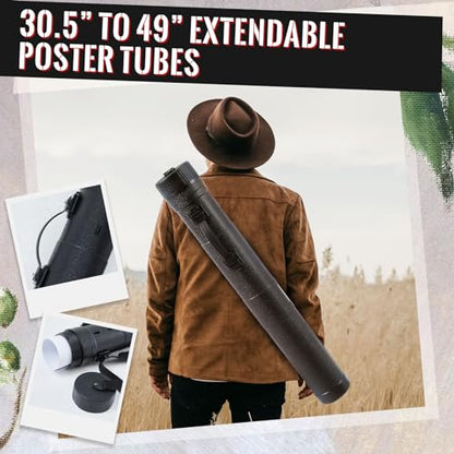 4 Pcs Large Extendable Poster Tubes from 30'' to 49' with Strap Poster Carrying Case Telescoping Tube Portable Blueprint for Posters, Blueprints, Artwork, Map Storage(Hardened Style) - style: Hardened Style