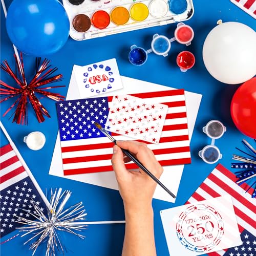12 Pcs Independence Day Star Stencils for Painting Set, Reusable 4th of July Multiple Sizes Painting Templates, Memorial Labor Day Patriotic Stencil Craft Drawing Templates DIY Scrapbook, Wood Signs - style: Independence Day Star