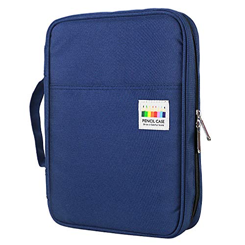 YOUSHARES 166 Slots Colored Pencil Case, 110 Slots Gel Pens fo Coloring Case Organizer, Handy Multilayer Color Pencil Holder for Glitter Gel Pens, Refills, Colored Pencils for Adults & Artist (Blue) - color: Blue