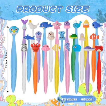 48 Pcs Cute Under the Sea Bobblehead Eraser for Pencils Kawaii Erasers Cute Supplies Fun Dolphins, Sea Lions, Whales, Seals Erasers Supplies Birthday Classroom Gifts - style: Ocean