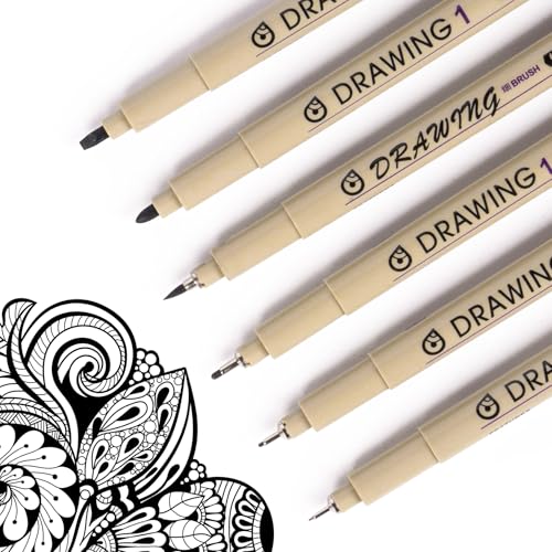 Fineliner Pens, 6 Pack Micro Pen Black Fine Tips Markers, Technical Drawing Pens for Artist No Bleed Calligraphy Pens, Waterproof Archival Ink Pen for Comic, Journaling, Illustration - color: 6-Anime