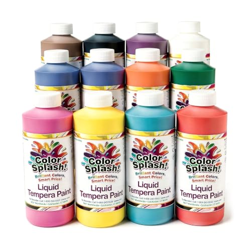 Color Splash! -W18 16-oz. Liquid Tempera Assortment (Pack of 12) - size: 16 Fl Oz (Pack of 12)