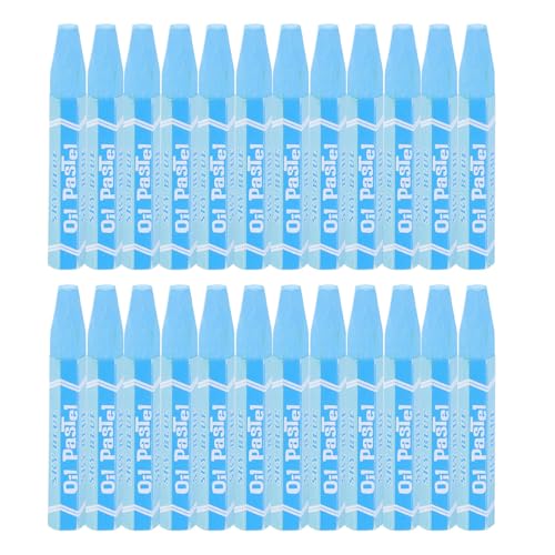 YOKIVE 24Pcs Soft Oil Pastels, Bright Colors Creamy Pastels Stick, Great for Artists Beginners Coloring Sketching (Sky Blue, 2.87x0.43 Inch) - color: Sky Blue