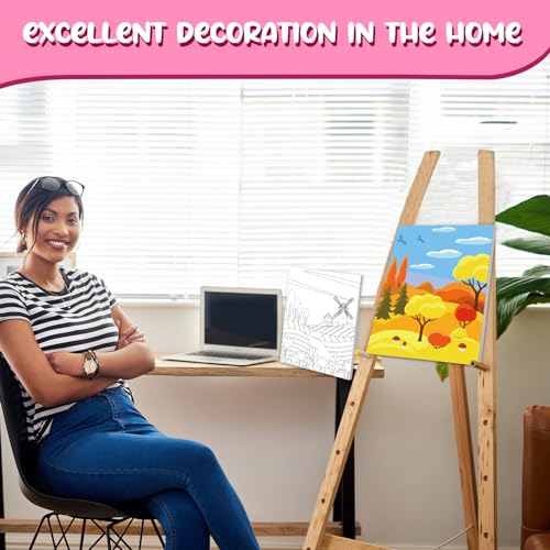 Sherr 75 Pcs 15 Set Sceneries Pre Drawn Canvas Kit for Painting Craft Sip and Paint Kit for Adults Summer Pre Printed Canvas Painting Favor for Virtual DIY Birthday Gifts Adult's Date Party - style: Sceneries