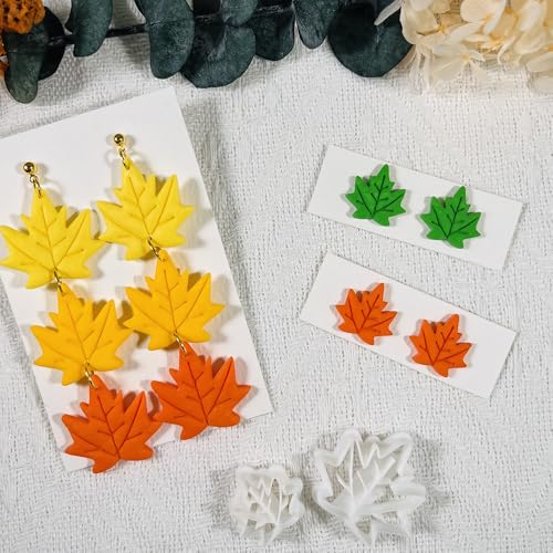Xaekicr Polymer Clay Cutters Maple Leaf Set – 2PCS Fall Leaf Clay Earring Cutters for Polymer Clay Jewelry, Autumn Theme Clay Tools and Cutters for Earrings, Crafts and Seasonal DIY - color: J color
