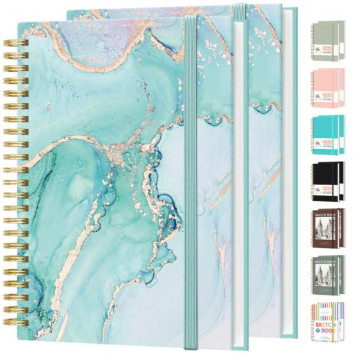 Forvencer 2 Pack Blank Spiral Notebook, 8"x 5.6"Hardcover Sketch Book, 100GSM Thick Paper, Art Sketchbook for Women, 100 pages / 50 Sheets Drawing Book Journal for School, Light Green - color: Light Green