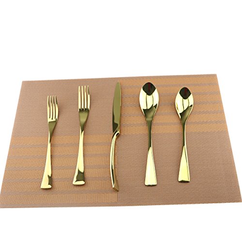 Cutlery Set, 20-piece Mirror Polishing Gold 18/10 Stainless Steel Dinnerware Flatware Sets,Service for 4,w/Dinnerware Knife, Forks, Soup Spoon, Salad Spoon, Dessert Fork - size: 4-set-gold