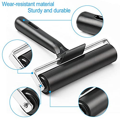 Rubber Roller, Ideal for Anti Skid Tape Construction Tools, Print, Ink and Stamping Tools (8-Inch, Black) - size: 8-Inch