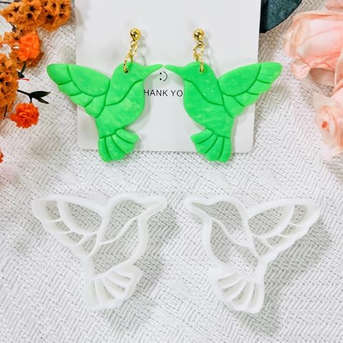 Xaekicr Hummingbird Polymer Clay Cutters – 4 Pcs Clay Cutters for Polymer Clay Jewelry, Bird Shape Clay Earring Cutters, DIY Clay Tools for Earrings and Crafts - color: L color