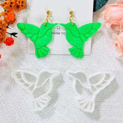 Xaekicr Hummingbird Polymer Clay Cutters – 4 Pcs Clay Cutters for Polymer Clay Jewelry, Bird Shape Clay Earring Cutters, DIY Clay Tools for Earrings and Crafts - color: L color