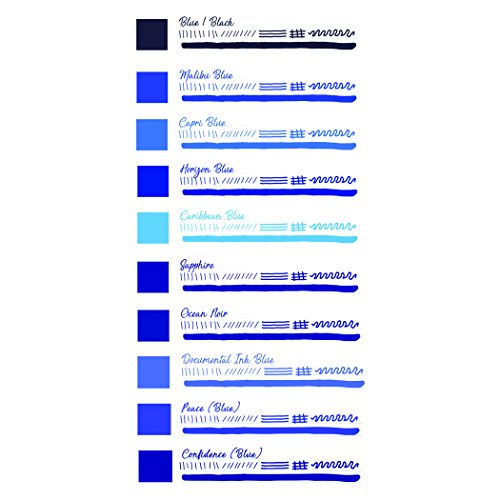 Monteverde USA Bloo Ink Collection Gift Set – 10 Unique Blue Fountain Pen Inks, 30ml Bottles, Premium Quality - color: Bloo