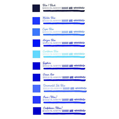 Monteverde USA Bloo Ink Collection Gift Set – 10 Unique Blue Fountain Pen Inks, 30ml Bottles, Premium Quality - color: Bloo