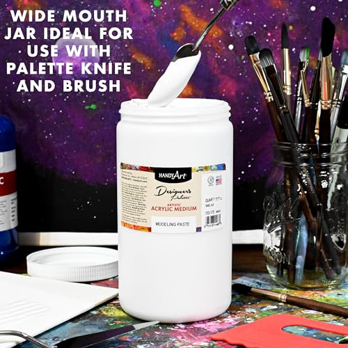 Handy Art Modeling Paste, 32 oz, Opaque White Finish, 3D Texture & Impasto | Creates Sculptural Texture & Impasto Effects, Artist Quality Medium Dries Hard, Sandable, Safe & AP Non-Toxic, Made in USA - color: Modeling Paste, size: 32 Fl Oz