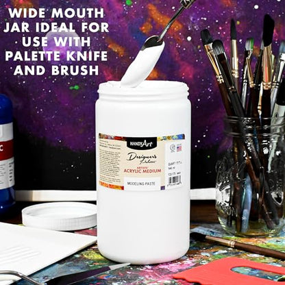 Handy Art Modeling Paste, 32 oz, Opaque White Finish, 3D Texture & Impasto | Creates Sculptural Texture & Impasto Effects, Artist Quality Medium Dries Hard, Sandable, Safe & AP Non-Toxic, Made in USA - color: Modeling Paste, size: 32 Fl Oz