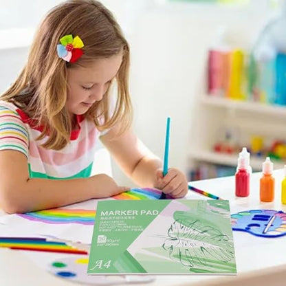 Marker Pad, Professional Textured 80gsm A4 Marker Paper Pad with 30 Sheets for Artists Beginners and Kids Ideal for Drawing Painting Sketching