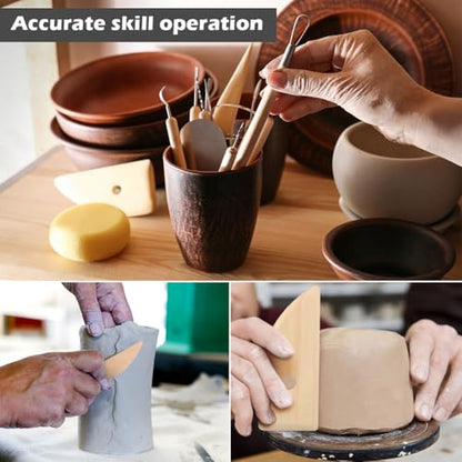 42Pcs Clay Sculpting Tools Kit, Professional Polymer & Air Dry Clay Tools for Carving, Modeling, Shaping, Ceramics, with Wooden Handle