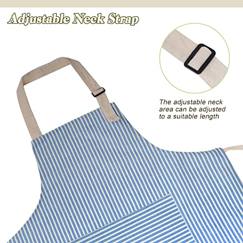 ATROPOS 2 Pack Aprons for Women with Pockets,Waterproof Cooking Aprons for Women,Adjustable Bib Apron Chef Aprons Painting Apron for Kitchen,Cooking,Baking,BBQ,Cleaning,Painting - color: Green /Blue Stripes