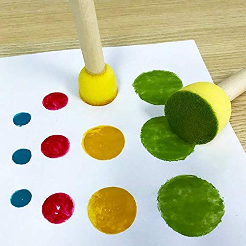 60pcs Assorted Round Paint Foam Sponge Brush Set Painting Tools, Brush Set - Great for Kids Arts and Crafts, Stencils, Painting